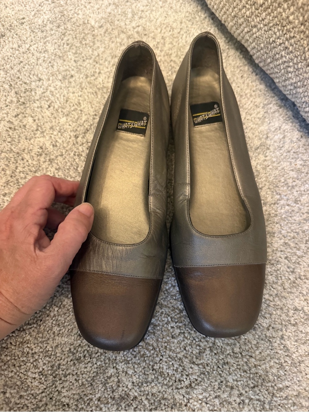 Vintage What’s What Two-Tone Brown & Taupe Women's Leather Flats by What’s What